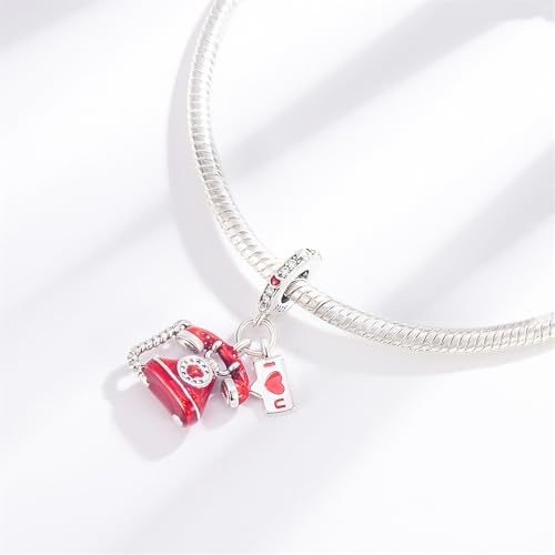 Landline Telephone Dangle Charm 925 Sterling Silver Charms Fit Women Bracelet And Necklaces Bead Charm Pendant Jewelry Gifts For Family Friends3