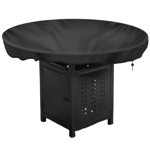 Feuerplatte Abdeckung, 100cm Durchmesser Wasserdicht Anti-UV 420D Grill Deckel für den Feuerplattengrill, Rund Schwarz Oxford-Stoff Grillabdeckung für Feuerplatte und Grillplatte
