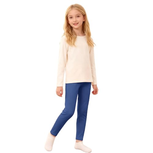 Leggings de Invierno para niñas con Forro Polar Suave, Mallas térmicas Gruesas para niños pequeños y Grandes, Pantalones de Capa Base elásticos y cálidos para Actividades al Aire Libre (Navy, 16-17