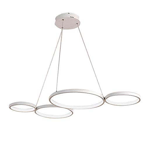 Lustre LED 4 anneaux blanc 60W pour eclairage de salon moderne