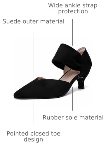 Image of RIBONGZ Kitten Heels for Women Closed Toe Comfortable Low Heels Pointed Toe Sexy Slip on Pumps Bridal Party Dressy Shoes