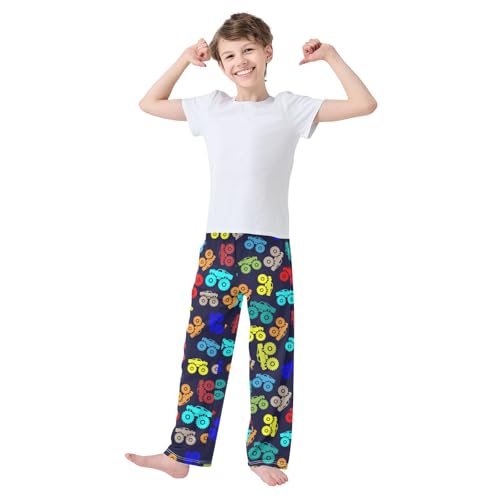 Boys' Pants Multicolor Monster Truck Dark Blue Long Bottoms Jogger Pants Elastic Waist Trousers with Pockets S-XL2