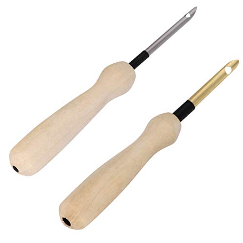 EXCEART DIY Embroidery Needle Punch Set Threader Tool 2 Reversible Needles for Felting Wool Crafting