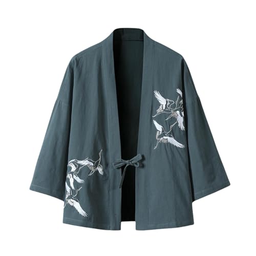 Manteau Hanfu homme coton lin broderie grue protection solaire XS