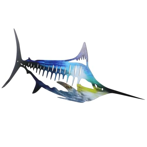 DOITOOL Decoración de Pared Peces de Metal 3D Escultura Metálica Colgante de 50 CM Adorno Artesanal para Jardín y Hogar Decoración Mural Resistente y Versátil