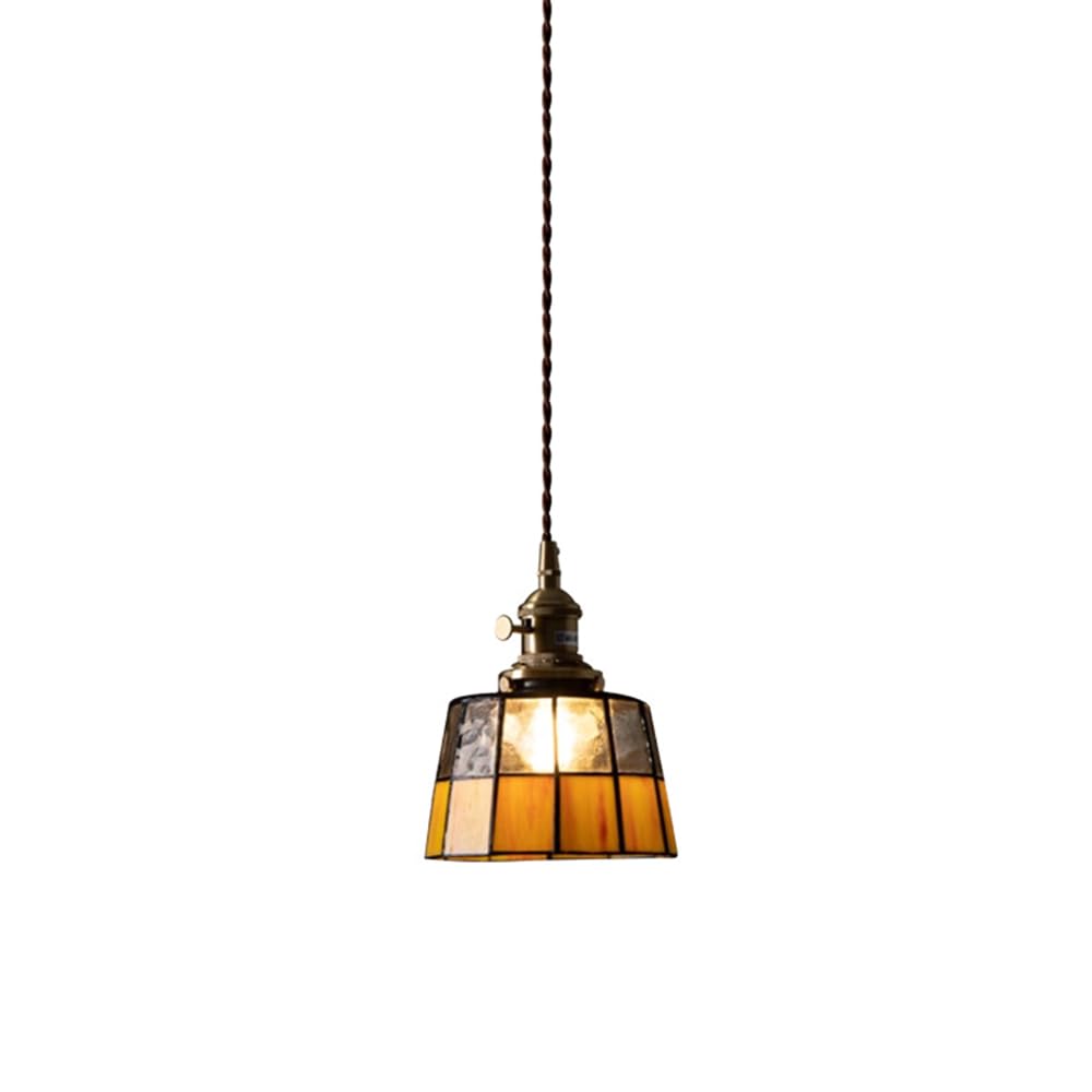 RSZCSMO American Retro LED Bedroom Bedside Chandelier 5.7-inch Medieval Bar Cafe Glass Chandelier, Suitable for Restaurant Porch Hotel, Lighting Fixture.