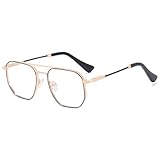 LUNETTES CARRÉES EN MÉTAL POUR HOMMES : Lunettes anti-lumière bleue brillantes fabriquées en matériau métallique de haute qualité et durable, avec un ajustement parfait grâce aux plaquettes nasales réglables, aux extrémités des branches en caoutchouc et à la légèreté.