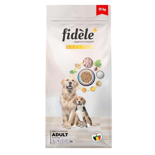 Image of Fidele+ Adult Small & Medium Dog Food | 18kg | Small Kibble for Fussy Eaters | Prebiotics for Digestion | Healthy Skin & Coat | Real Chicken