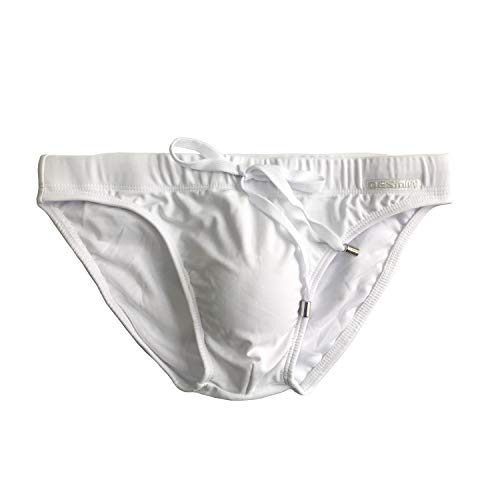 GOGOHOT Men's Sunbath Swimwear Push up Cup Pad Inner Swim Brief White