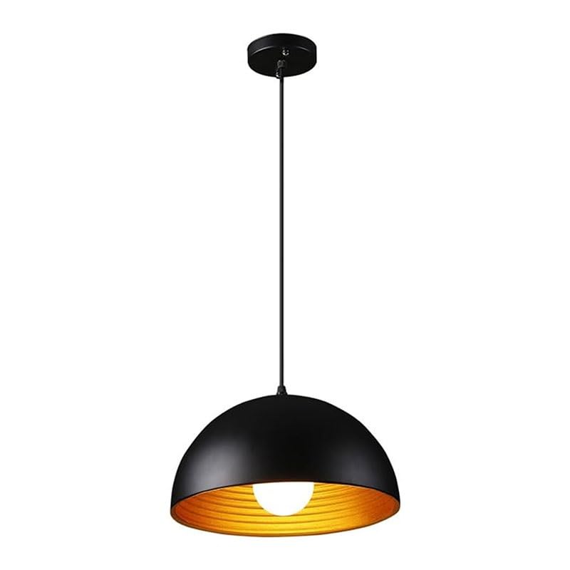Lustre industriel pour cuisine et îlot central avec dôme noir E27
