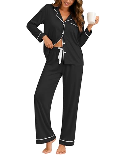 Image of ZMJ Womens Pajamas Sets 2 Piece Long Sleeve and Pant Pj Sets Button Up Sleepwear