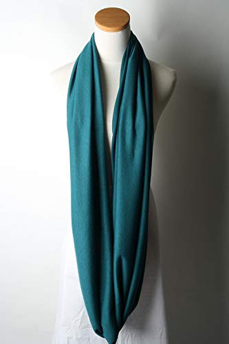 Corciova Infinity Hijab Stretchable Elastic Jersey Head Scarf Cylindrical Seamless Endless Loop Light Weight Midnight Green Solid Colors #TOP2