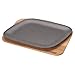 Bayou Classic Black Cast Iron Enameled Fajita Pan with Wooden Trivet