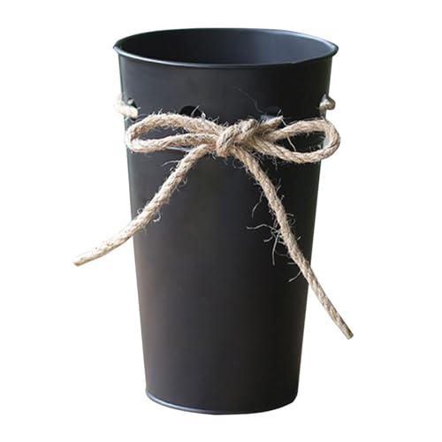 RGZFYH Jarron Jarrón de Lata de Leche Shabby Chic para Flores, Jarra de Metal galvanizado de 7,9 Pulgadas, florero con Lazo de Cuerda de Lino para decoración del hogar de Boda Vase