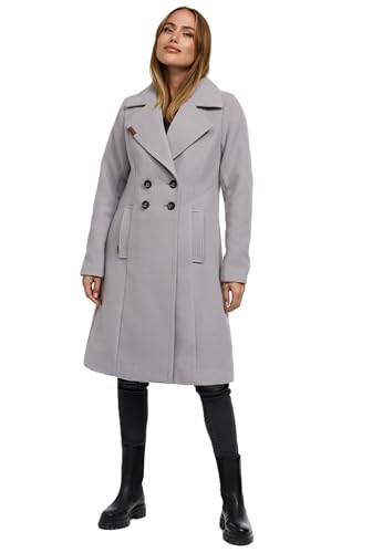 Navahoo Damen Mantel Trenchcoat Winterjacke Wintermantel B661 [B661-Wool-Zink-Grau-Gr.S]