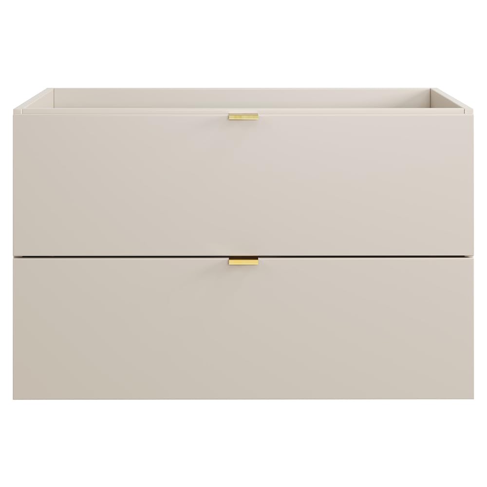 Badezimmer Waschtischunterschrank 80 cm in kaschmir matt, 2 Schubladen