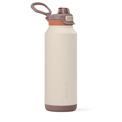 Image of ZULU Powerfill Pro 40oz Stainless Steel Water Bottle with Quick Fill Lid, Triple Walled Vacuum Insulated Metal, Leak Proof Locking Lid, Sip and Chug, Reusable BPA Free, Driftwood