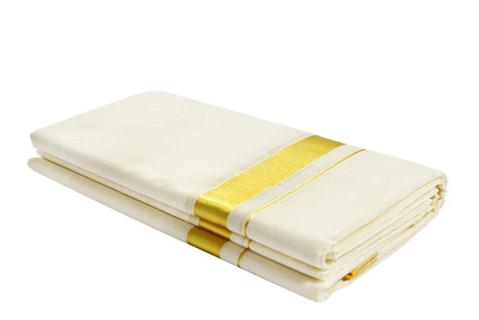 South Cotton Men's Cotton Kasavu Kerala Double Mundu-picture-42
