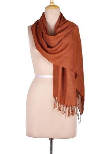 NOVICA Wool scarf, 'Sweet Cinnamon'3