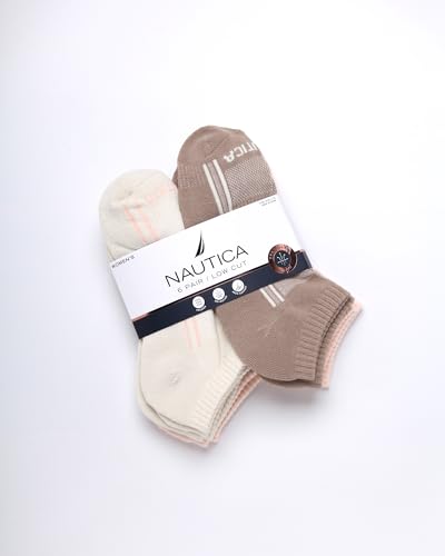Image of Nautica Womens No Show Socks Moisture Wicking Athletic Low Cut Socks 6 Pack | Moisture Wicking Dri-Motion Fabric, Cushioned Key Areas, Banded Arch Support, No Show Low Cut, Shoe Size 4-10