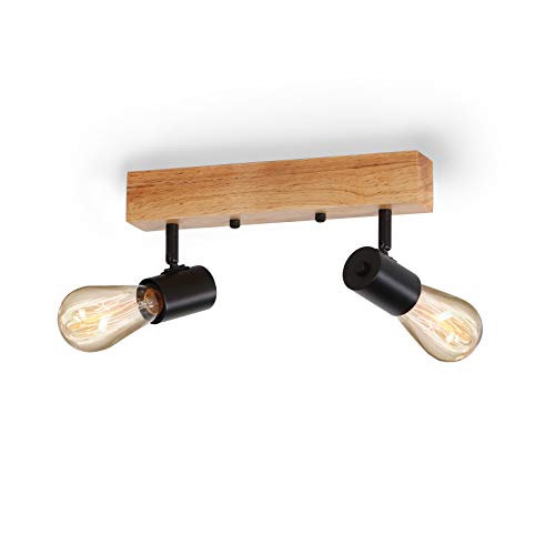 Asvert Apliques de Pared Maderna Multiusos,Luz de pared 360u00b0 Giratoria,Lámpara de Pared Interior para Cocina, dormitorio, sala de estar(DOS portalámparas)