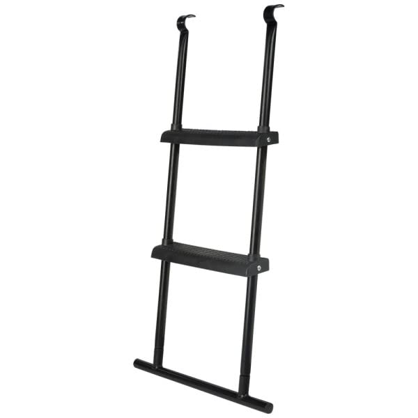 zoomyo Garten Trampolin Leiter mit 100 cm Höhe, für Trampoline mit 366 – 430 cm Durchmesser, rutschfest und stabil, universal Einstiegsleiter zum Einhängen, 2 Stufen, Material Stahl