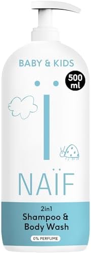 Naïf - 2 in 1 Shampoo & Duschgel - 0% Parfüm - Ohne SLES, Mikroplastik oder Silikone - Dermatologisch getestet - Inhaltsstoffe auf natürlicher Basis - 500ml
