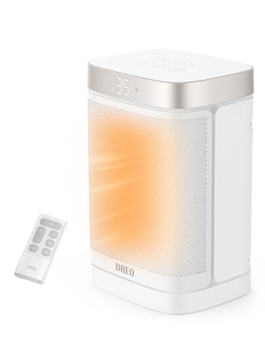 Dreo Atom One Space Heater with Remote and Digital Thermostat 70° Vibrating Electric Heater, 1500W PTC Ceramic Heater, 12 Hour Timer, 37dB Quiet Safe Heater, Portable Heater for Home Office