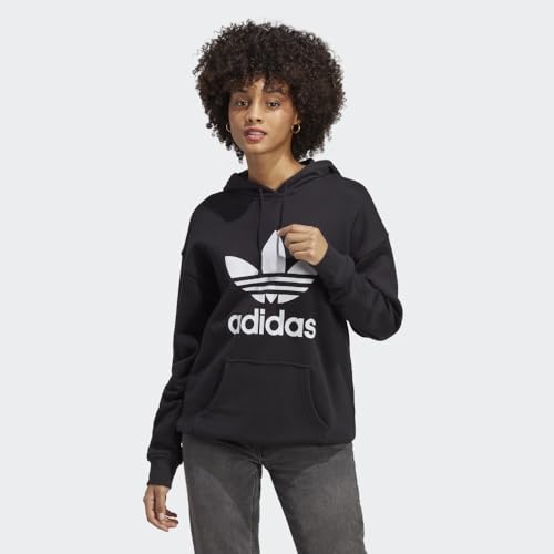 Adidas Originals GVU40-001-L Womens Adicolor Trefoil Hoodie Black/White Large thumb #1