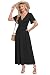 AUSELILY Maxikleider Damen Sommer Kleid Lässig Hohe Taille Lockere Passform Mit Taschen Schwarz L