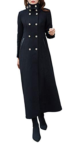 Women's Charming Long Wool Trench Coat Winter Double Breasted Classic Warm Thick Jacket