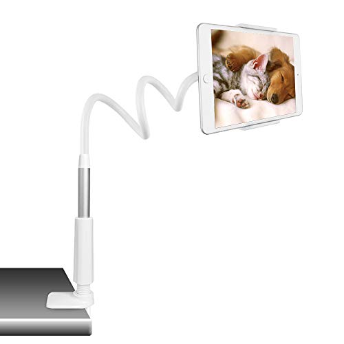 Gaoni Gooseneck Tablet Holder, 360 Flexible Lazy Neck Phone/Pad Stand, Universal Tablet Stand for 4.7~10.5" Ipad Air Pro mini, Samsung Tab, Phone, Nintendo Switch-Silver Grey