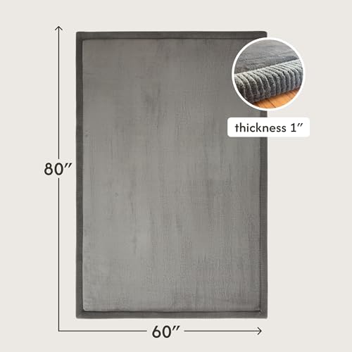 Image of Hakuna Matte CloudSoft Baby Play Mat 60 inchx80 inch - Non-Slip Foam Rug, Dark Gray | Coral Velvet high-density foam Rug for Crawling & Cozy Play - Non-Slip, Water-Resistant, Easy-Care Tummy Time Mat