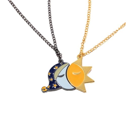 Hao Wu Xuan Anime Sol y Luna Collar de la Amistad Esmalte Fnaf Joyería - Regalo de Traje para Hombres Mujeres y Fans Niños Niñas Niños
