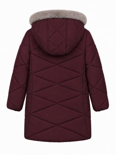 Image of SOLOCOTE Girls' Winter Puffer Coat with Sherpa Lined Faux Fur Hood Jacket