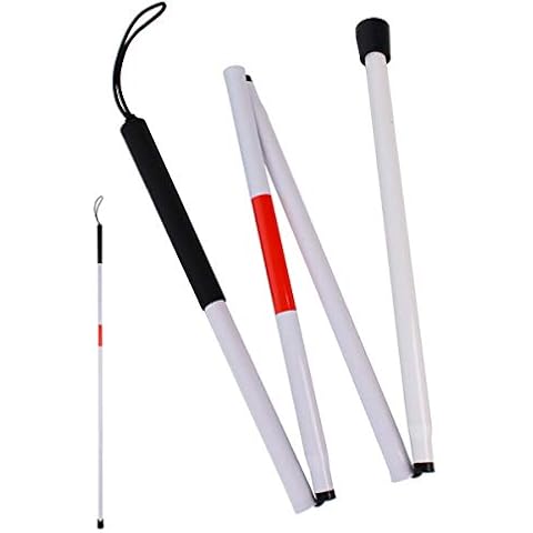 Bleiou Foldable Walking Cane Aluminum Reflective Folding Blind Cane Folding Walking Stick for Vision Impaired and Blind People (Color A) Cover
