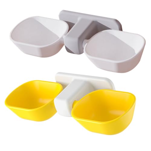 YARNOW 2個壁掛け型猫用フードボウル ペット用防湿デザイン 食事と水補給