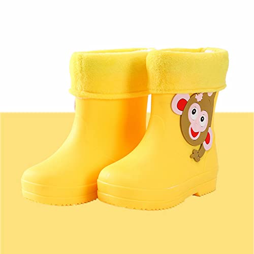 sfdgfhyf Outdoor Rain Boots for Kids Children Rain Shoes Boys and Girls Water Shoes Monkey Cartoon Character Rain Shoes (Yellow, 7.5 Toddler)2