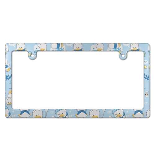 あひるのペックル ナンバープレート フレーム ナンバーフレーム 普通車 軽自動車適用 装飾ボーダー タグ装飾 耐久性 カーアクセサリー 錆びにくい おしゃれ ?り物