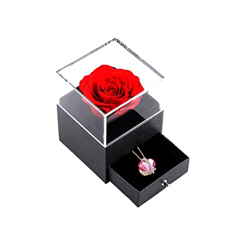 xuehaostore Collana di rose eterne, regalo di rose conservate, regalo di gioielli per le signore per il compleanno/natale/la festa della mamma (Jun)