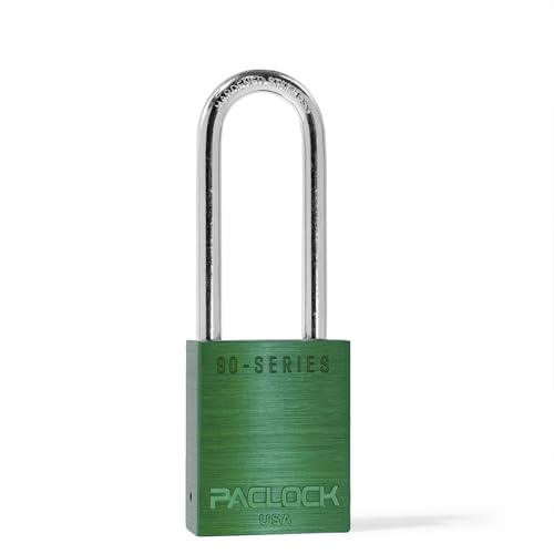 Image of PACLOCK's SR-90A Padlock, 2-1 /2 inch Tall Hard. Stainless Steel Shackle, High Performance 6-Pin Cylinder, Keyed Differently w / 2 Keys, Green