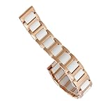 honyeer For Women Man Ceramic Bracelet Watch Strap Fashion Stainless Steel Combination Watchband Wristwatch Band(Rose Gold White,15mm)