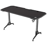 REKT R-Desk Max 160 Bureau Gaming 160 x 75 x 70-80 cm pour Gamer - Supporte jusqu'à 100 Kg - Hauteur réglable sur 10 cm - Porte Gobelet - Bureau Gamer Gaming PC Console Table Gamer