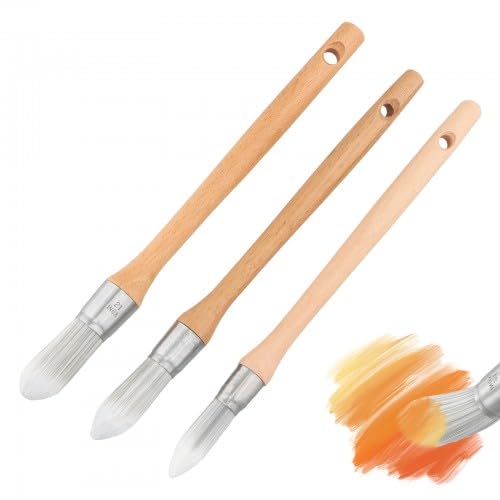 Husalsea 3 Pinceles de Pintura Cepillo de Cabeza Redonda Pincel de Pintura Cepillo de Pared 3 Tamaños Cepillo de Manija Extendida