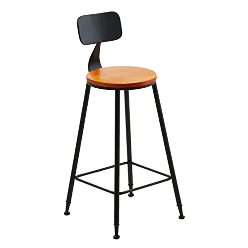 Taburete de bar industrial de metal con asiento de madera, silla de bar de granja para cocina, comedor y sala de estar
