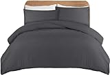 APEX FURNISHINGS Single Duvet Cover Set- 100% Brushed Microfiber Bedding Quilt Cover with Pillowcase - Charcoal Grey