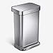 SIMPLEHUMAN Cubo Rectangular 45 L, Acero Inoxidable Cepillado, 45 litros