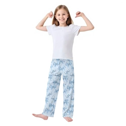 Pajama Bottoms, Blue Bows Pajamas Pant Sleep Long Pants Cartoon Lounge Wear Sleepwear Soft Pjs2