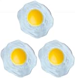 3Pcs Artificial Fried Egg Aesthetic Rug Easter Stress Decor Fake Fried Egg Novelty Squeeze Decors for Adult Birthday Gifts Easter Party Favors Semi Circle Bath Mat,Novelty Dollhouse Accessories