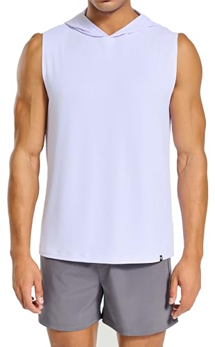 Men's Relaxed-Fit Sleeveless Gym Hoodies Workout Hooded Tank Tops